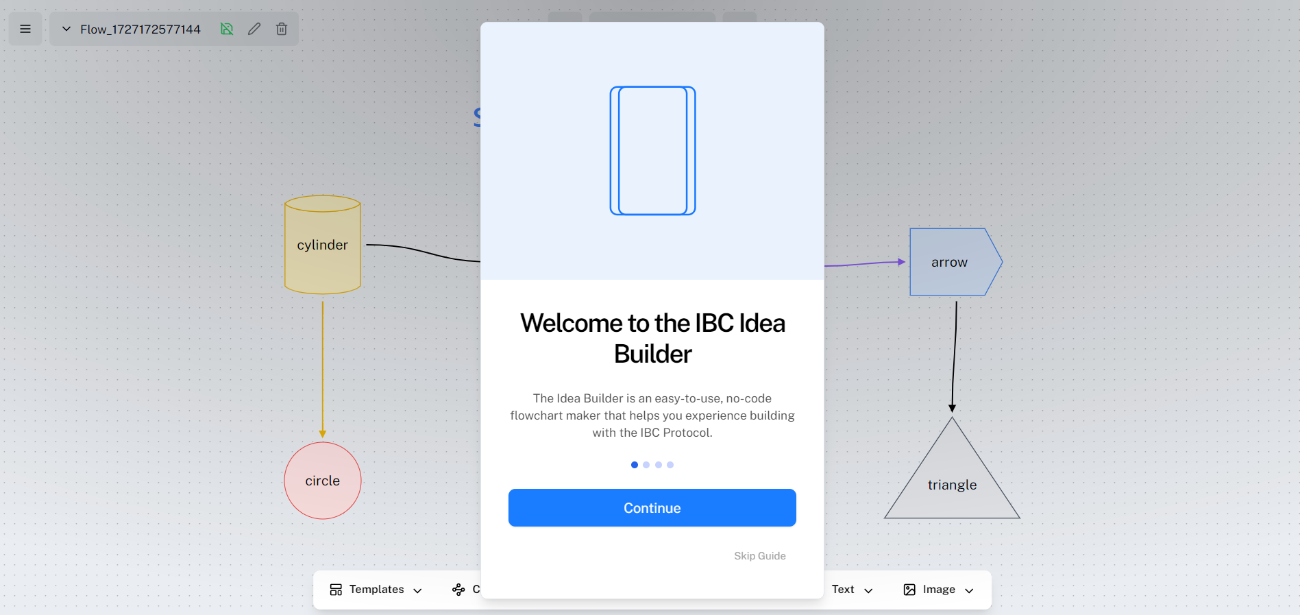 The tutorial appears the first time you visit ideabuilder.ibcprotocol.dev.