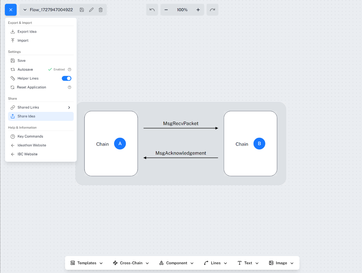 Get a shareable link by heading to the file menu > share idea.