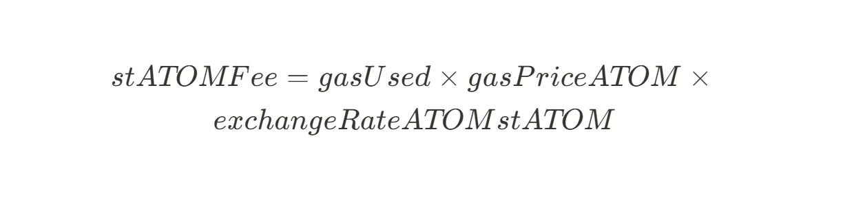 Formula for calcuating the transaction fee in stATOM based on the ATOM-denominated base fee.